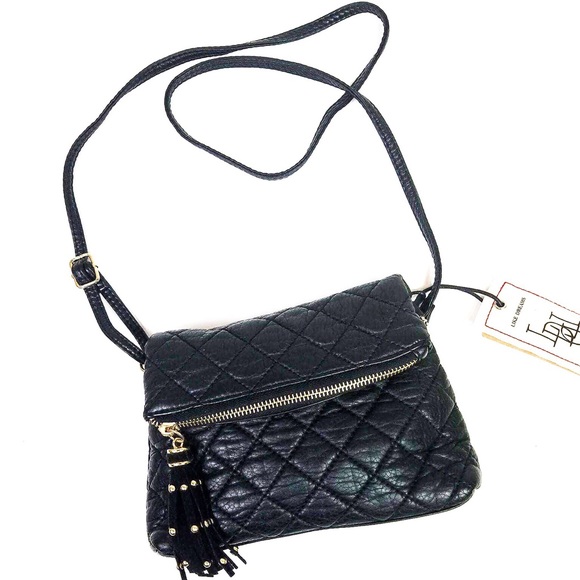 LDI Handbags - LDI Vegan Quilted Leather Crossbody Bag Black